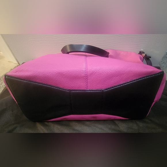 Kate Spade Large Pink & Black Leather Satchel Tote Bag - Picture 8 of 12